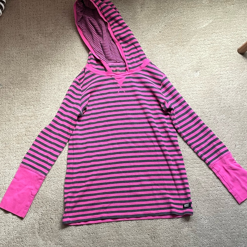 Pink and brown striped hoodie